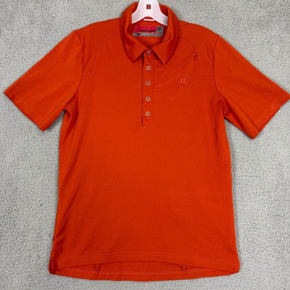 Novara Mens Recycled Polyester Cycling Polo Shirt Orange Short Sleeve Medium
